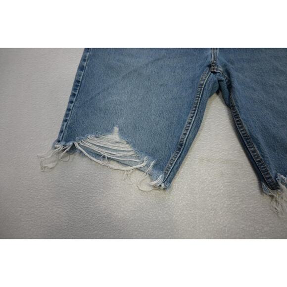 Levi's 511 Distressed Frayed Denim Jean Shorts Rugged Blue Washed Mens Size 36 - Picture 3 of 8